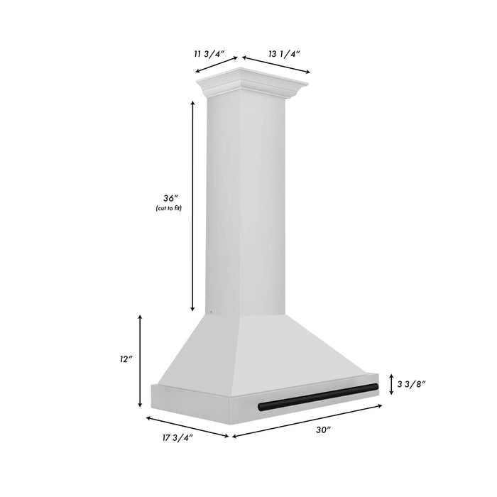 ZLINE 30" Autograph Edition Wall Mount Range Hood in Stainless Steel with Matte Black Handle, KB4STZ-30-MB ZLINE
