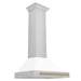 ZLINE 30" Autograph Edition Wall Mount Range Hood in Stainless Steel with White Matte Shell and Champagne Bronze Accents, KB4STZ-WM30-CB ZLINE