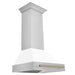 ZLINE 30" Autograph Edition Wall Mount Range Hood with White Matte Shell and Champagne Bronze Handle, 8654STZ-WM30-CB ZLINE Dreamwood Living