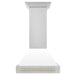 ZLINE 30" Autograph Edition Wall Mount Range Hood with White Matte Shell and Gold Handle, 8654STZ-WM30-G ZLINE Dreamwood Living