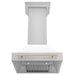 ZLINE 30" Autograph Edition Wall Mount Range Hood with White Matte Shell and Gold Handle, 8654STZ-WM30-G ZLINE Dreamwood Living