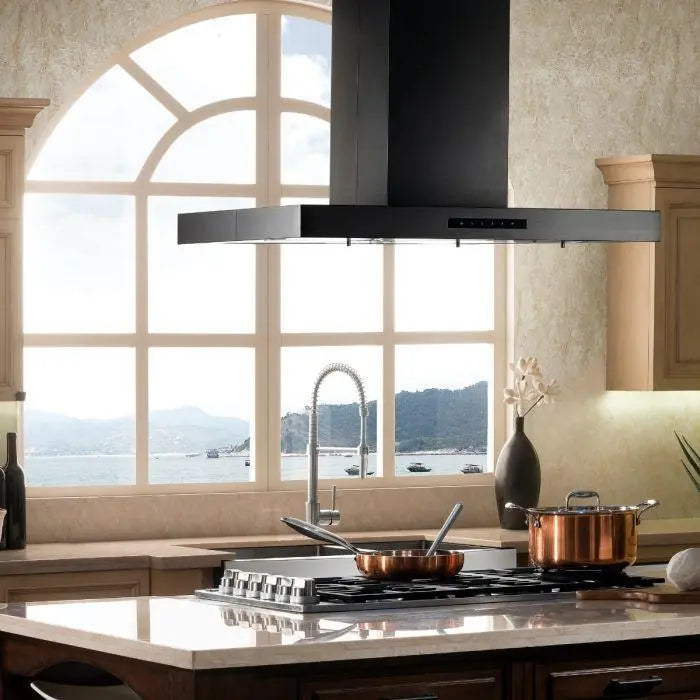 ZLINE 30" Convertible Island Mount Range Hood in Black Stainless Steel, BSKE2iN-30 ZLINE