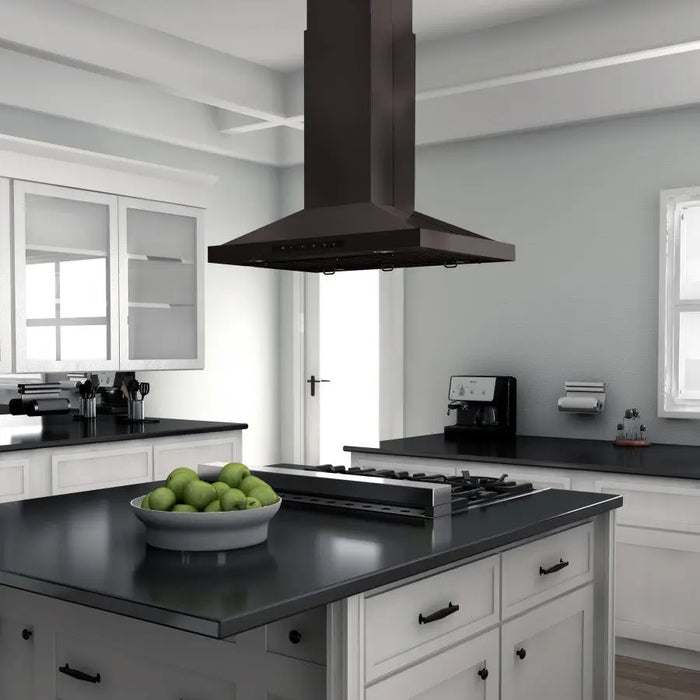 ZLINE 30" Convertible Vent Island Range Hood in Black Stainless Steel, BSGL2iN-30 ZLINE