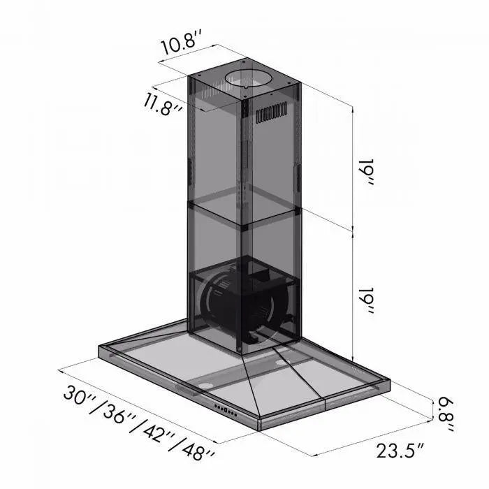 ZLINE 30" Convertible Vent Island Range Hood in Stainless Steel, GL2i-30 ZLINE