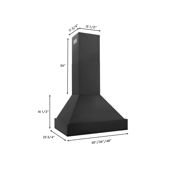 ZLINE 30" Convertible Vent Wall Mount Range Hood in Black Stainless Steel, BS655N-30 ZLINE