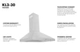 ZLINE 30" Convertible Vent Wall Mount Range Hood in Stainless Steel, KL3-30 ZLINE