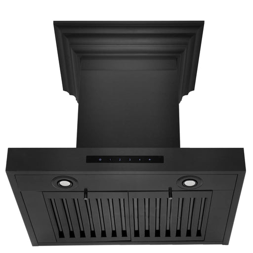 ZLINE 30" Convertible Wall Mount Range Hood in Black Stainless Steel with Crown Molding, BSKENCRN-30 ZLINE Dreamwood Living