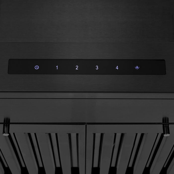 ZLINE 30" Convertible Wall Mount Range Hood in Black Stainless Steel with Crown Molding, BSKENCRN-30 ZLINE Dreamwood Living