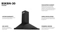 ZLINE 30" Convertible Wall Mount Range Hood in Black Stainless Steel, BSKBN-30 ZLINE