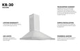 ZLINE 30" Convertible Wall Mount Range Hood in Stainless Steel with Charcoal Filters, KB-CF-30 ZLINE Dreamwood Living