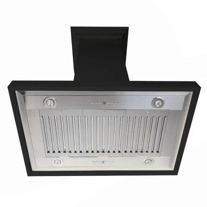 ZLINE 30" Convertible Wooden Island Mount Range Hood in Black with Crown Molding, KBiCC-30 ZLINE