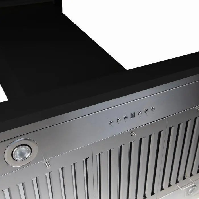 ZLINE 30" Convertible Wooden Island Mount Range Hood in Black with Crown Molding, KBiCC-30 ZLINE