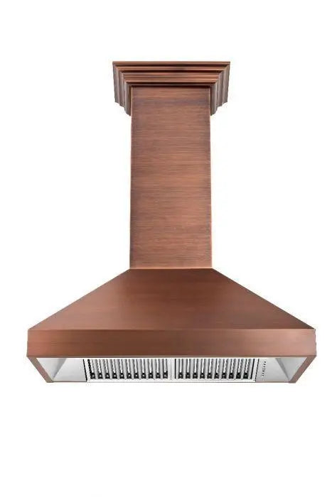 ZLINE 30" Designer Series Convertible Copper Wall Mount Range Hood with Crown Molding, 8667C-30 ZLINE