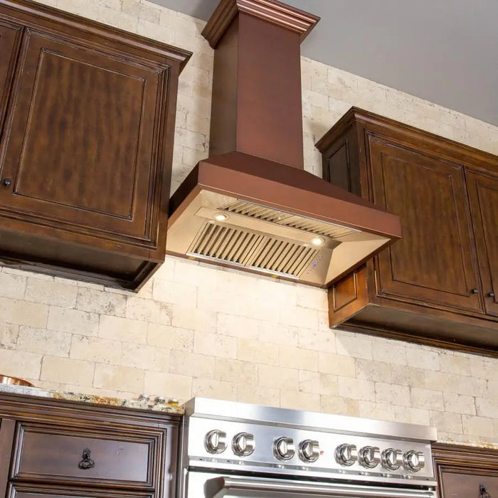 ZLINE 30" Designer Series Convertible Copper Wall Mount Range Hood with Crown Molding, 8667C-30 ZLINE