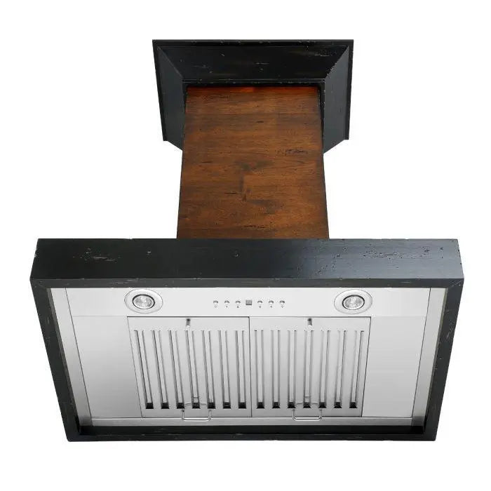 ZLINE 30" Designer Series Wooden Wall Mount Range Hood in Antigua and Walnut, KBAR-30 ZLINE