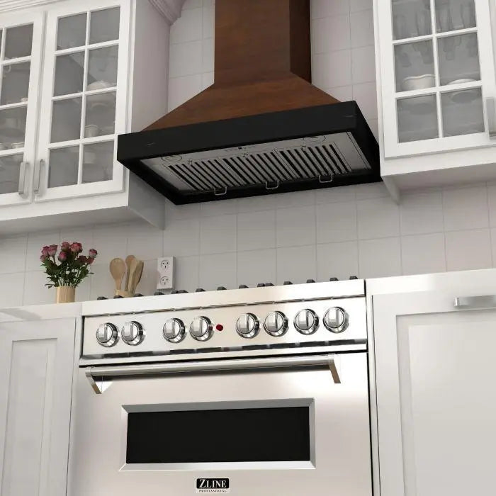 ZLINE 30" Designer Series Wooden Wall Mount Range Hood in Antigua and Walnut, KBAR-30 ZLINE
