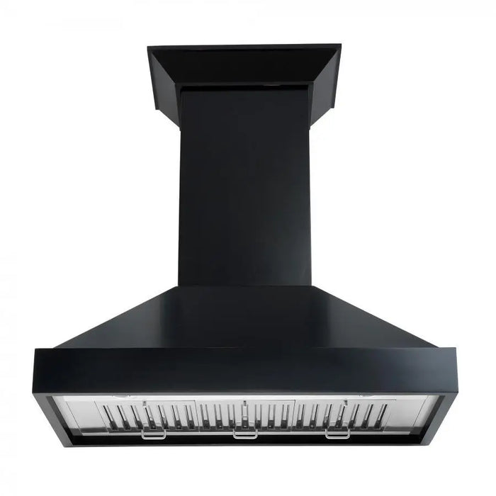 ZLINE 30" Designer Series Wooden Wall Mount Range Hood in Black with Crown Molding, KBCC-30 ZLINE
