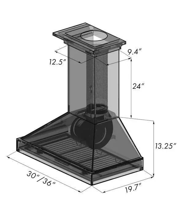 ZLINE 30" Designer Series Wooden Wall Mount Range Hood in Black with Crown Molding, KBCC-30 ZLINE