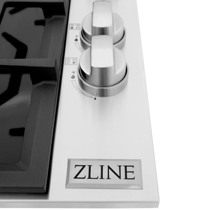 ZLINE 30" Dropin Cooktop with 4 Gas Brass Burners and Black Porcelain Top, RC-BR-30-PBT ZLINE