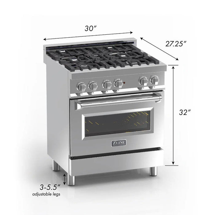 ZLINE 30" Dual Fuel Range in DuraSnow® Stainless with Blue Gloss Door, RAS-BG-30 ZLINE Dreamwood Living