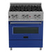 ZLINE 30" Dual Fuel Range in DuraSnow® Stainless with Blue Matte Door, RAS-BM-30 ZLINE Dreamwood Living