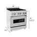 ZLINE 30" Dual Fuel Range in DuraSnow® Stainless with Brass Burners, RAS-SN-BR-30 ZLINE Dreamwood Living