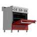 ZLINE 30" Dual Fuel Range in DuraSnow® Stainless with Red Matte Door, RAS-RM-30 ZLINE Dreamwood Living
