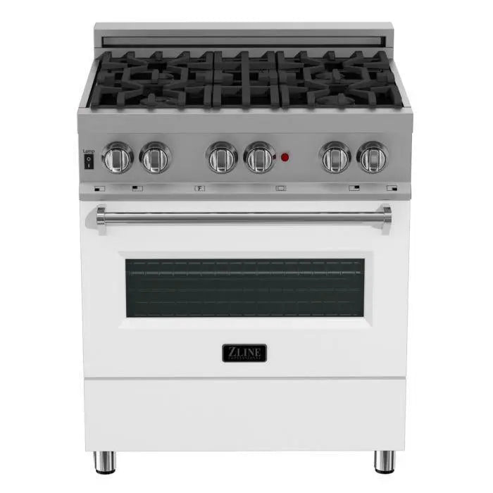 ZLINE 30" Dual Fuel Range in DuraSnow® Stainless with White Matte Door, RAS-WM-30 ZLINE