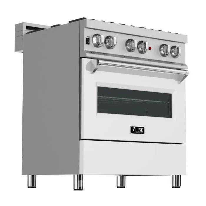 ZLINE 30" Dual Fuel Range in DuraSnow® Stainless with White Matte Door, RAS-WM-30 ZLINE