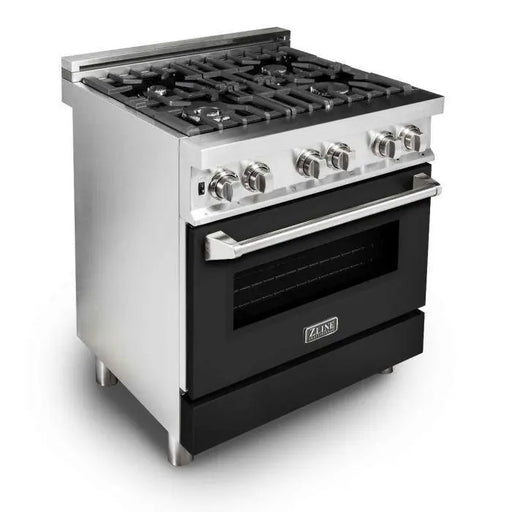 ZLINE 30" Dual Fuel Range in Stainless Steel with Black Matte Door, RA-BLM-30 ZLINE
