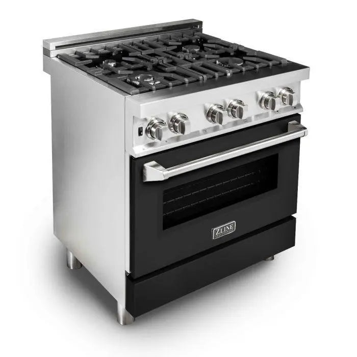 ZLINE 30" Dual Fuel Range in Stainless Steel with Black Matte Door, RA-BLM-30 ZLINE