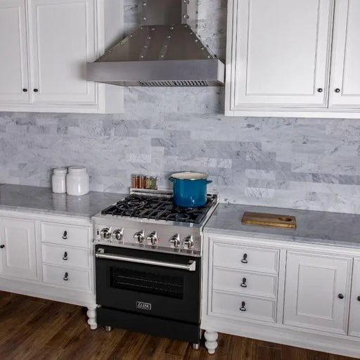 ZLINE 30" Dual Fuel Range in Stainless Steel with Black Matte Door, RA-BLM-30 ZLINE