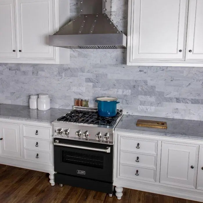 ZLINE 30" Dual Fuel Range in Stainless Steel with Black Matte Door, RA-BLM-30 ZLINE