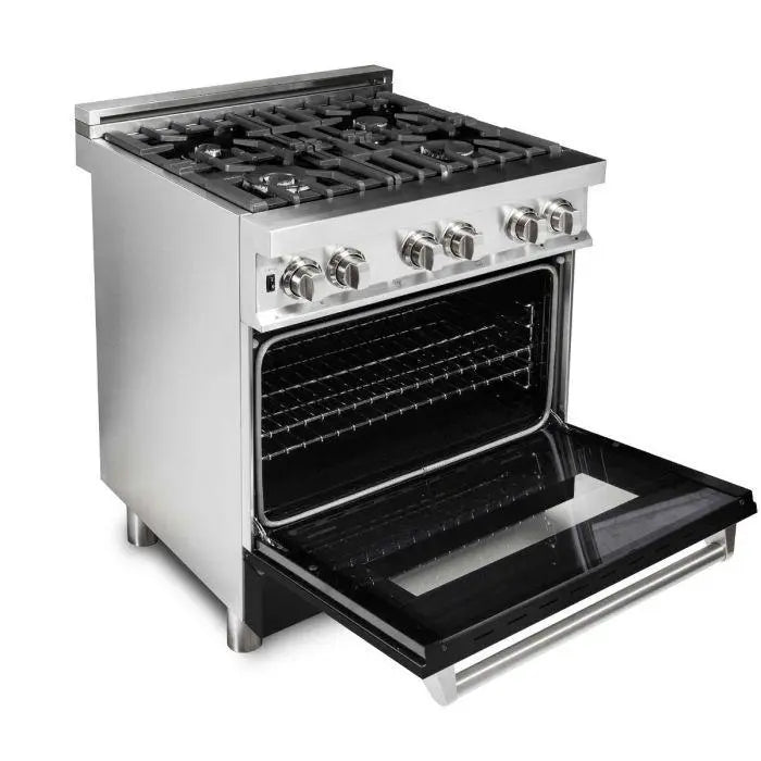 ZLINE 30" Dual Fuel Range in Stainless Steel with Black Matte Door, RA-BLM-30 ZLINE