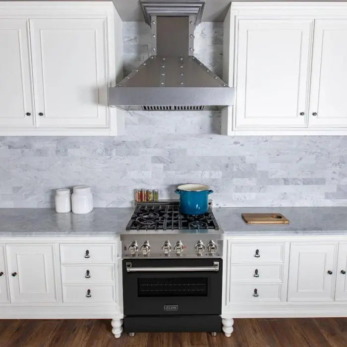 ZLINE 30" Dual Fuel Range in Stainless Steel with Black Matte Door, RA-BLM-30 ZLINE