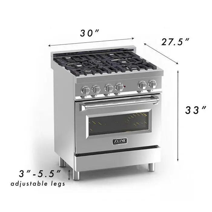 ZLINE 30" Dual Fuel Range in Stainless Steel with Black Matte Door, RA-BLM-30 ZLINE