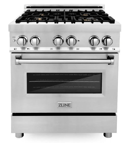 ZLINE 30" Dual Fuel Range in Stainless Steel with Brass Burners, RA-BR-30 ZLINE