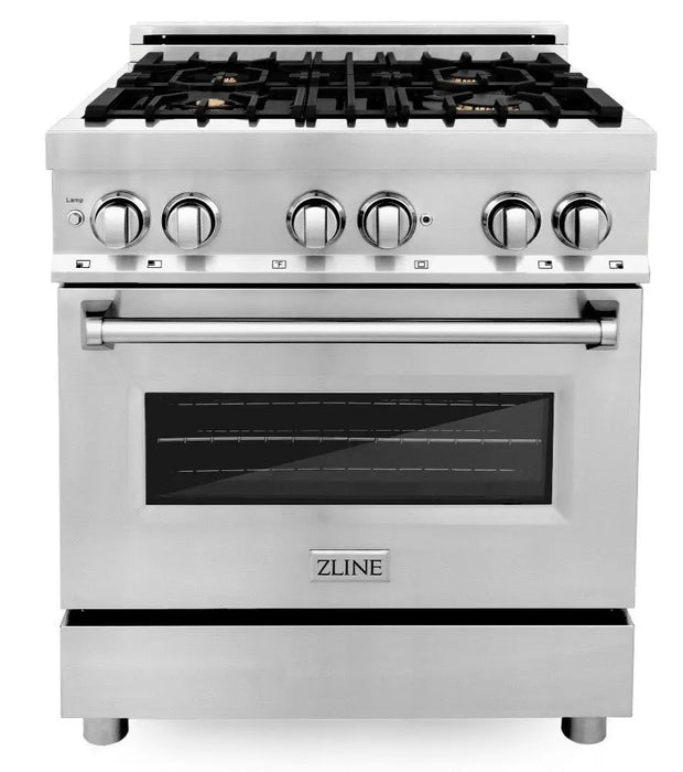 ZLINE 30" Dual Fuel Range in Stainless Steel with Brass Burners, RA-BR-30 ZLINE