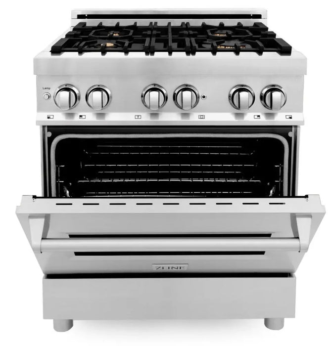 ZLINE 30" Dual Fuel Range in Stainless Steel with Brass Burners, RA-BR-30 ZLINE