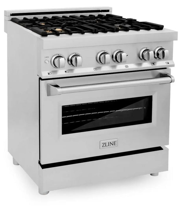 ZLINE 30" Dual Fuel Range in Stainless Steel with Brass Burners, RA-BR-30 ZLINE