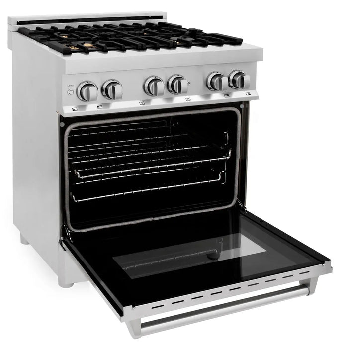 ZLINE 30" Dual Fuel Range in Stainless Steel with Brass Burners, RA-BR-30 ZLINE