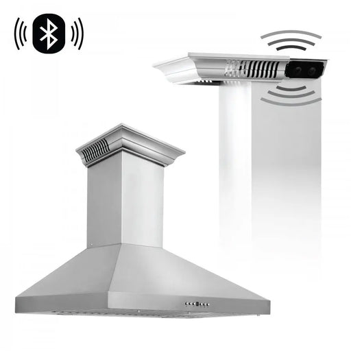 ZLINE 30" Ducted Vent Wall Mount Range Hood in Stainless Steel with Built-in CrownSound® Bluetooth Speakers, KL3CRN-BT-30 ZLINE Dreamwood Living