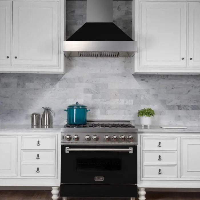 ZLINE 30" Ducted Wall Mount Range Hood in DuraSnow® Stainless Steel with Black Matte Shell, 8654BLM-30 ZLINE Dreamwood Living