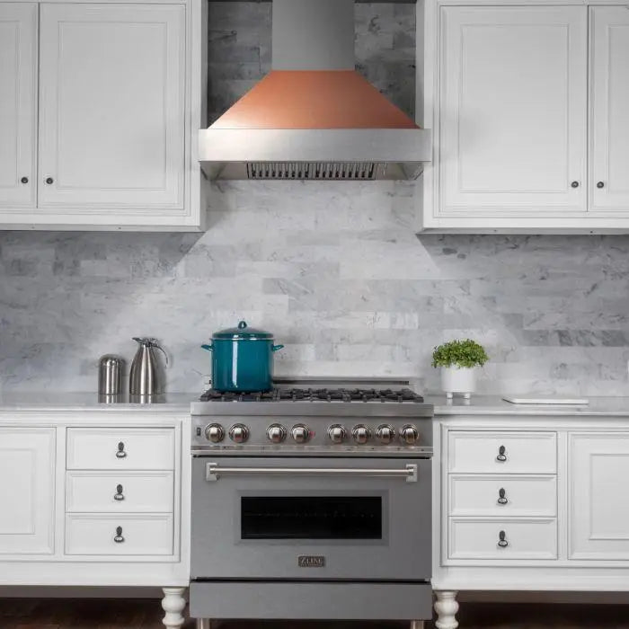 ZLINE 30" Ducted Wall Mount Range Hood in DuraSnow® Stainless Steel with Copper Shell, 8654C-30 ZLINE Dreamwood Living