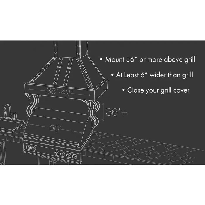 ZLINE 30" Outdoor Convertible Wall Mount Range Hood in Stainless Steel, 697-304-30 ZLINE