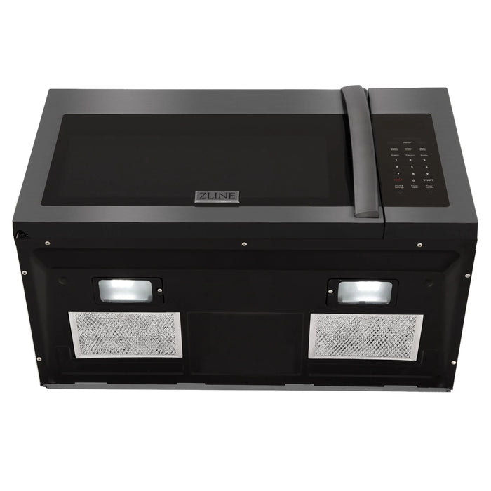 ZLINE 30" Over the Range Convection Microwave Oven in Black Stainless Steel with Modern Handle and Sensor Cooking, MWO-OTR-30-BS ZLINE