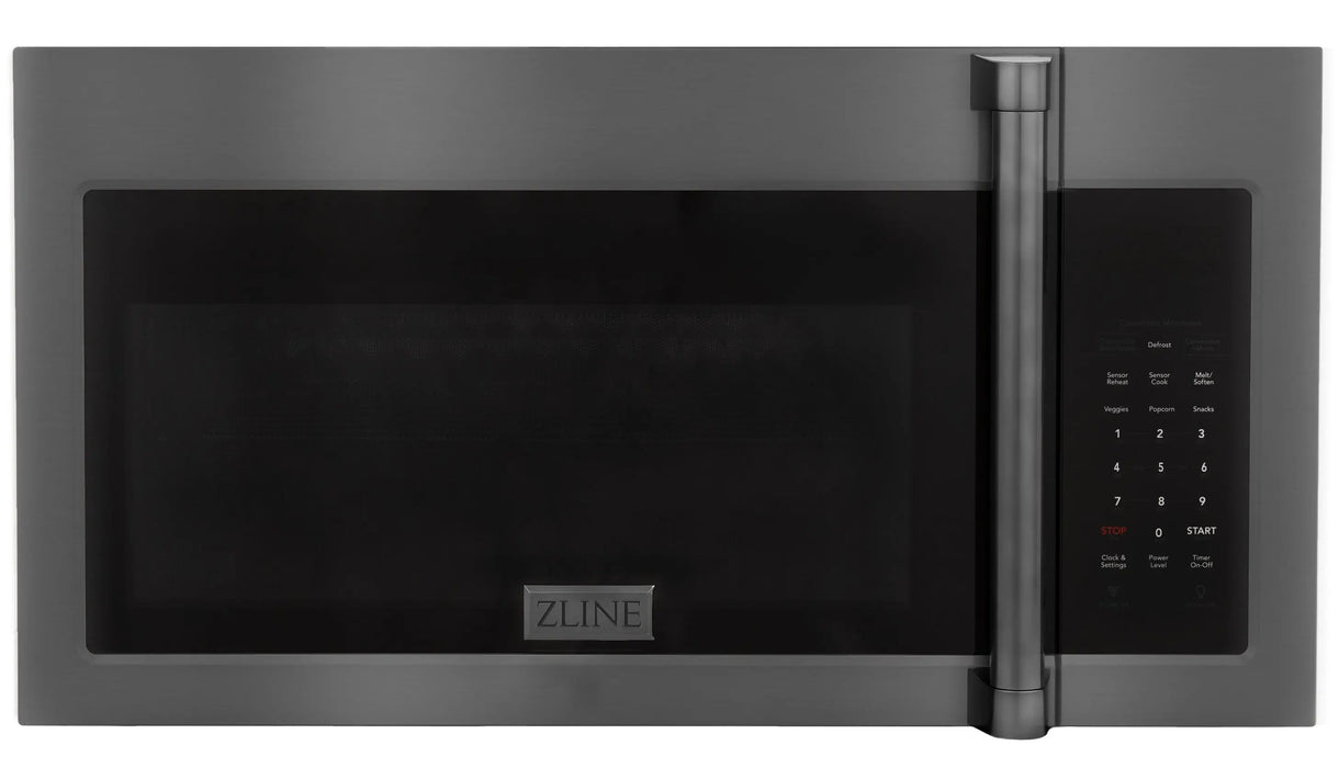 ZLINE 30" Over the Range Convection Microwave Oven in Black Stainless Steel with Traditional Handle and Sensor Cooking, MWO-OTR-H-30-BS ZLINE