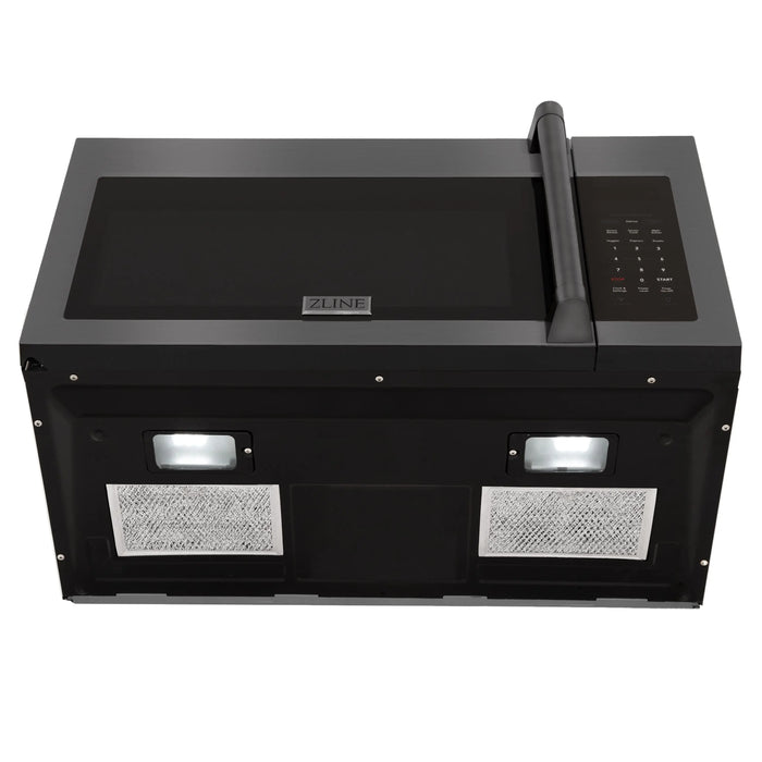 ZLINE 30" Over the Range Convection Microwave Oven in Black Stainless Steel with Traditional Handle and Sensor Cooking, MWO-OTR-H-30-BS ZLINE