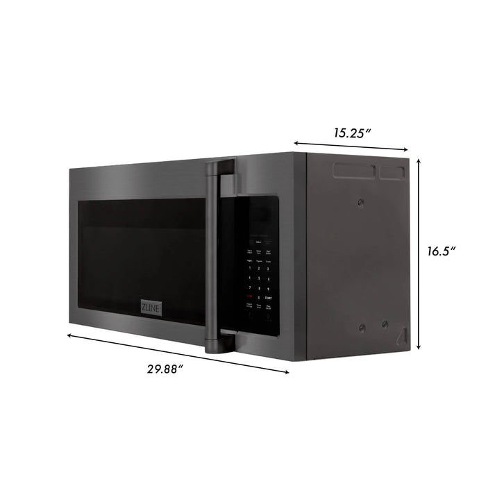 ZLINE 30" Over the Range Convection Microwave Oven in Black Stainless Steel with Traditional Handle and Sensor Cooking, MWO-OTR-H-30-BS ZLINE