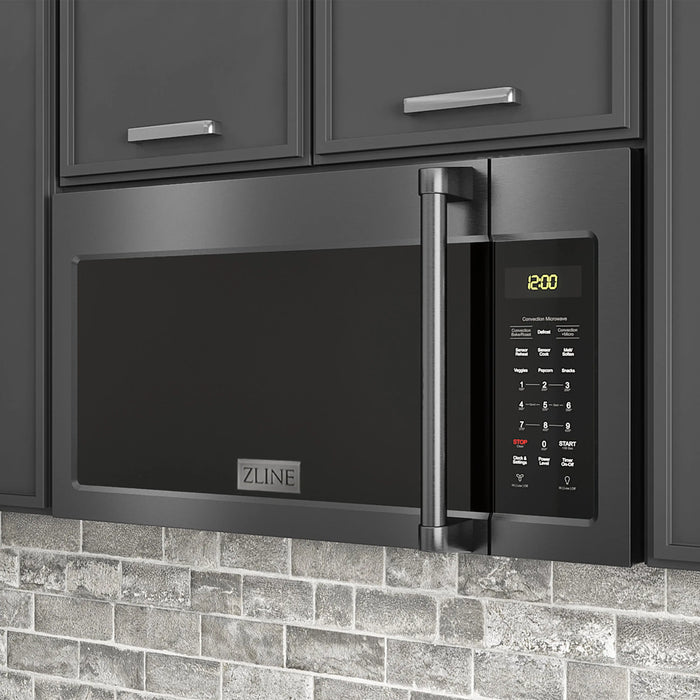 ZLINE 30" Over the Range Microwave in Black Stainless Steel with Traditional Handle & 2 Charcoal Filters, MWO-OTRCFH-30-BS ZLINE Dreamwood Living